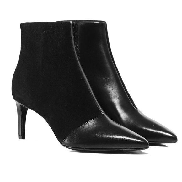 $550 RAG & BONE BEHA BOOTIES BLACK MIX LEATHER SUEDE POINTY HEEL 37  (DC9.5) - Picture 1 of 7